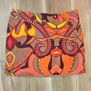 Merona Orange and Brown Geometric Skirt